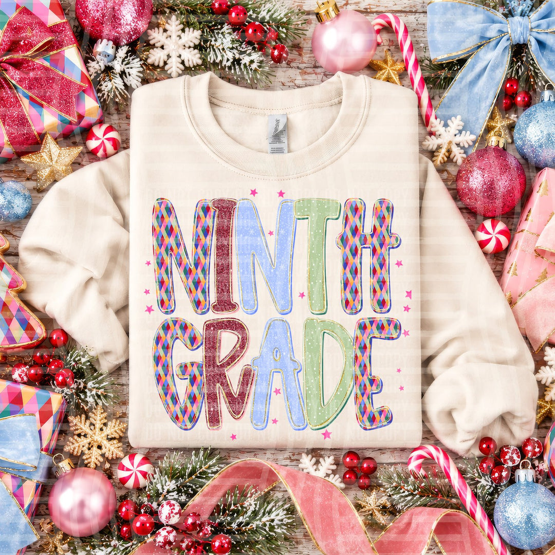 Ninth Grade Jingle Jumble Stacked Grades DTF transfer