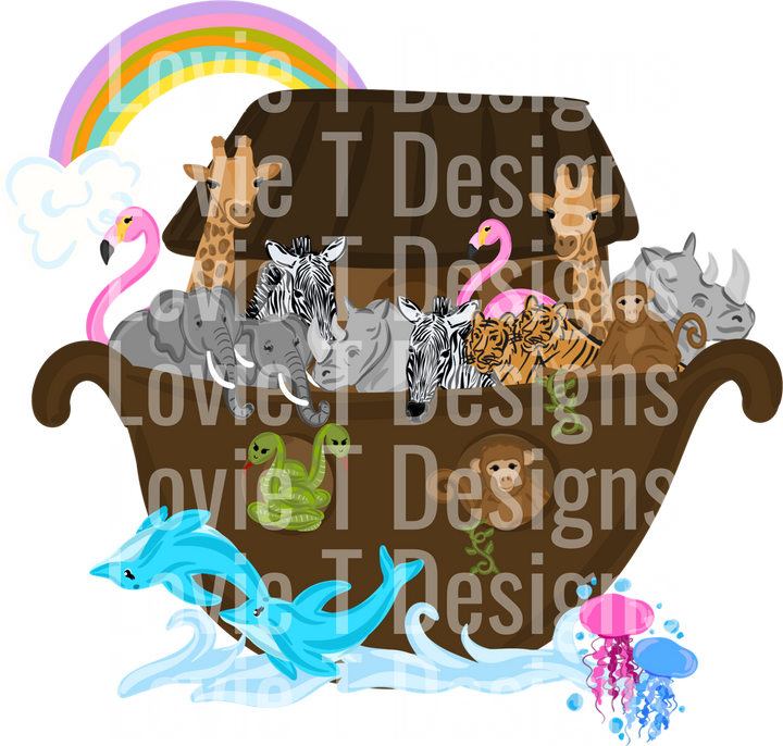 Noah's Ark with Rainbow and Animals Design
