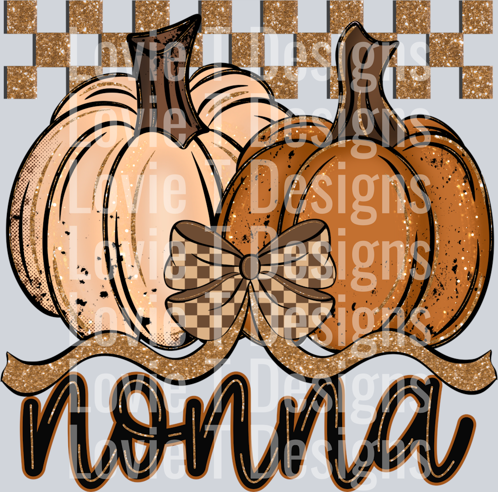 Nonna Fall Checkered Glitter Pumpkin