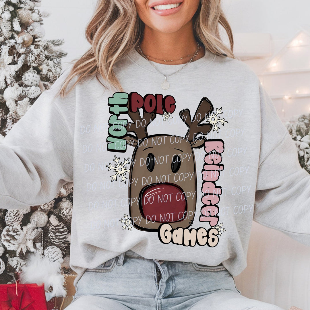 North Pole Reindeer Games DTF transfer mockup