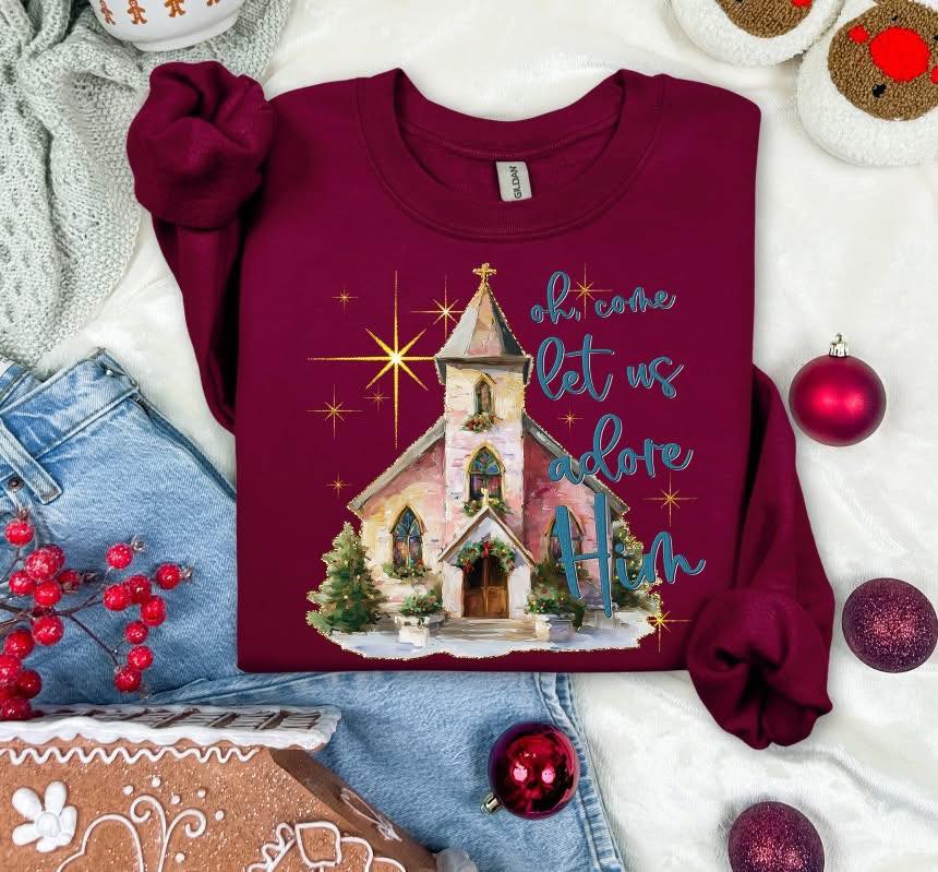 Oh Come Let Us Adore Him Church Version DTF transfer design – image 1