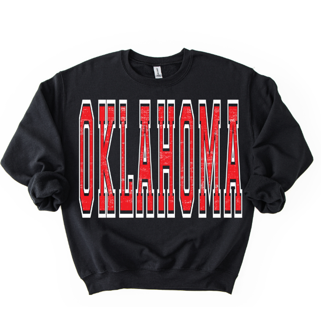 Oklahoma Red and White Varsity Style – DTF Transfer