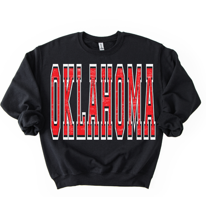 Oklahoma Red and White Varsity Style – DTF Transfer