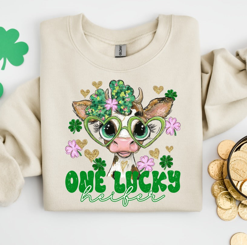 One Lucky Heifer DTF transfer design