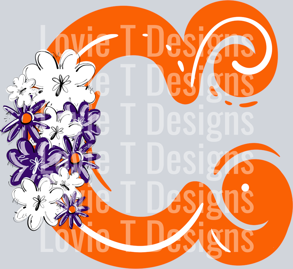 ORANGE FANCY C PURPLE FLOWER CLUSTERS