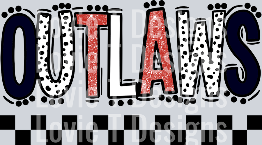 OUTLAWKS DOODLE DOT NAVY RED AND WHITE