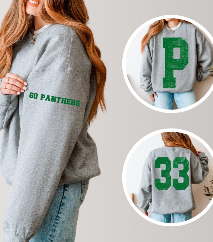 OVERSIZED LETTER + NUMBER AND GO TEAM! FRONT + SLEEVE ALSO AVAILABLE!