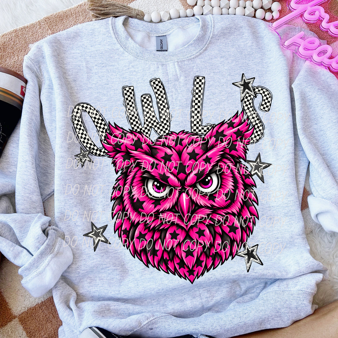 Owls All Star mascot DTF transfer