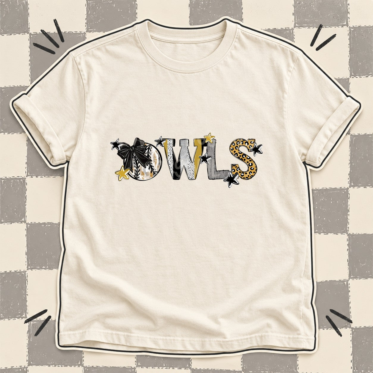 Mixed Doodle Baseball Mascots – Mascot Colors Owls Black Vegas Gold design