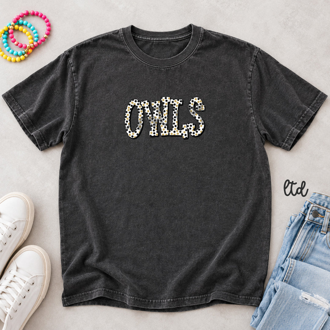 Owls Black Vegas Gold Polka Dot Mascots DTF transfer mockup