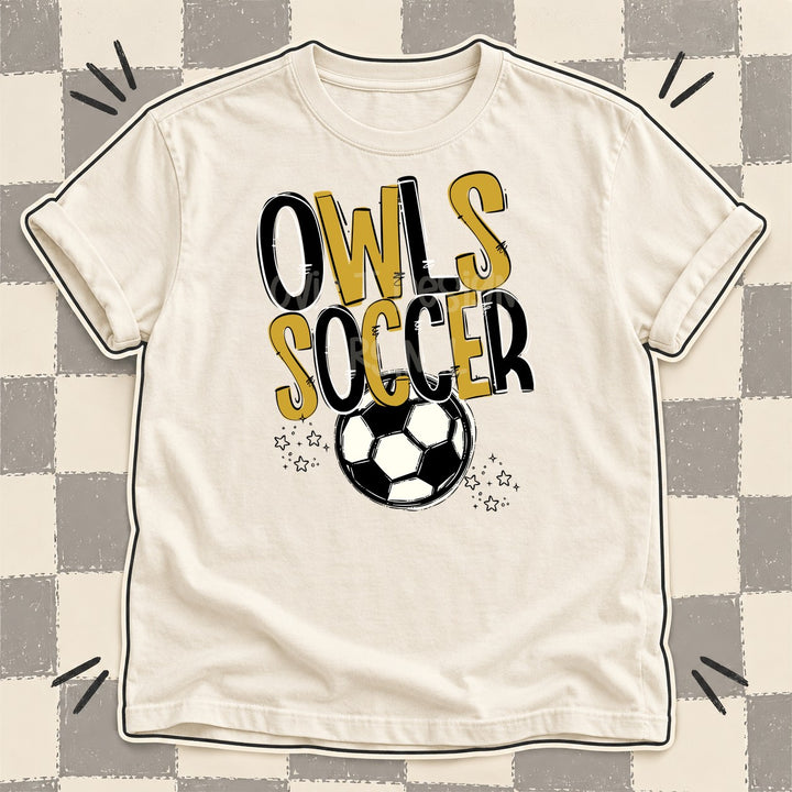Owls Black Vegas Gold Team Go Soccer Mascots DTF transfer mockup