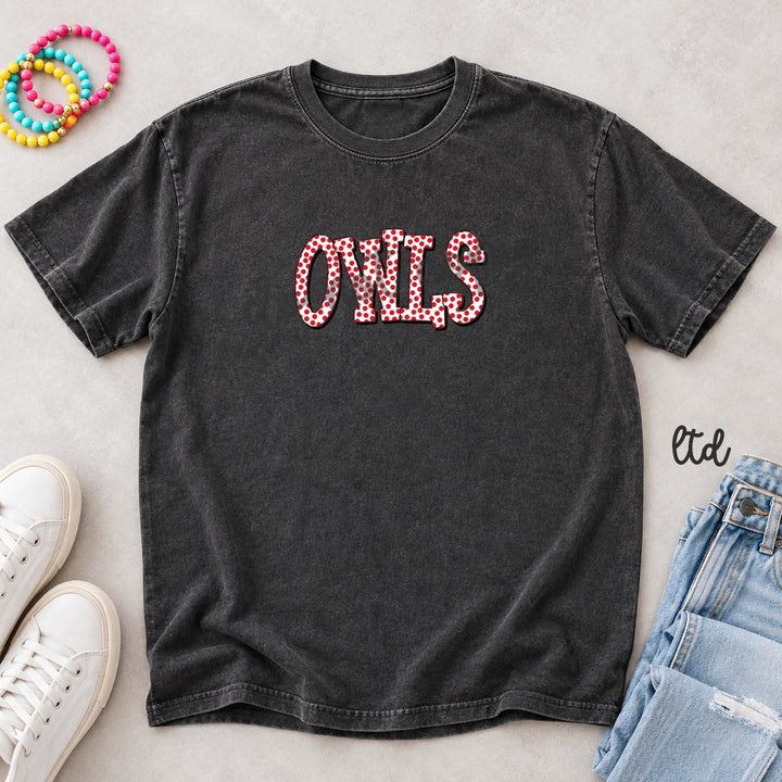 Owls Red Polka Dot Mascots DTF transfer mockup