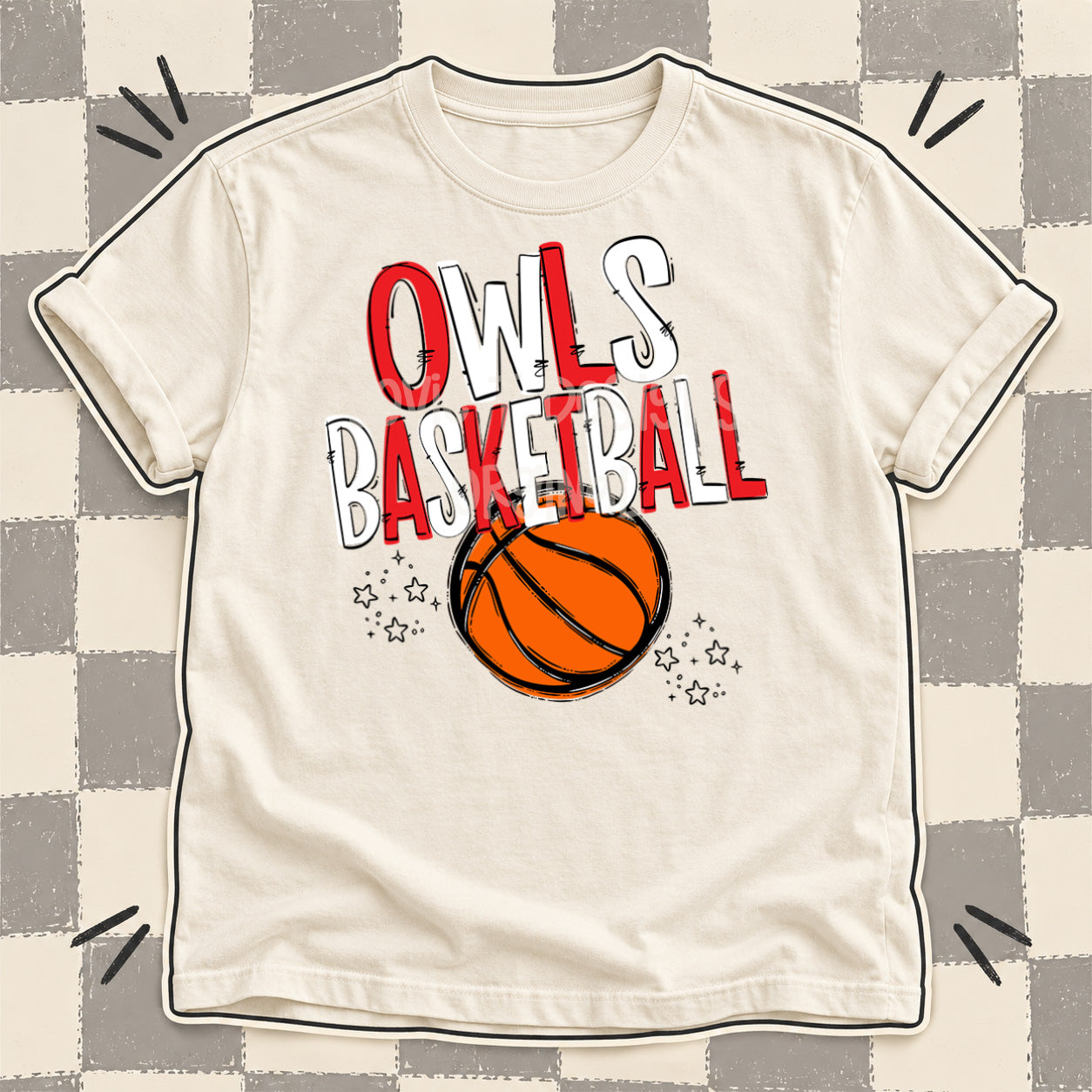Team Go Basketball Mascots Owls Red White design