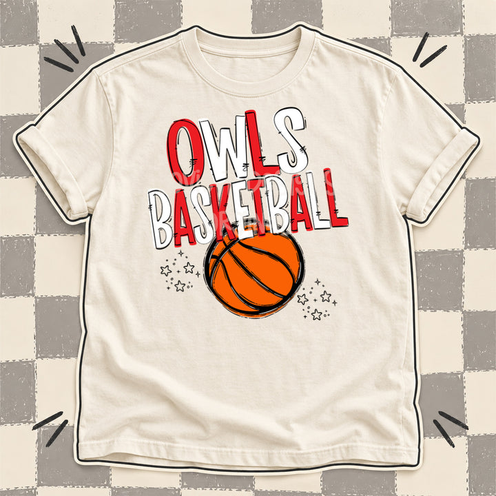 Owls Red White Team Go Basketball Mascots DTF transfer