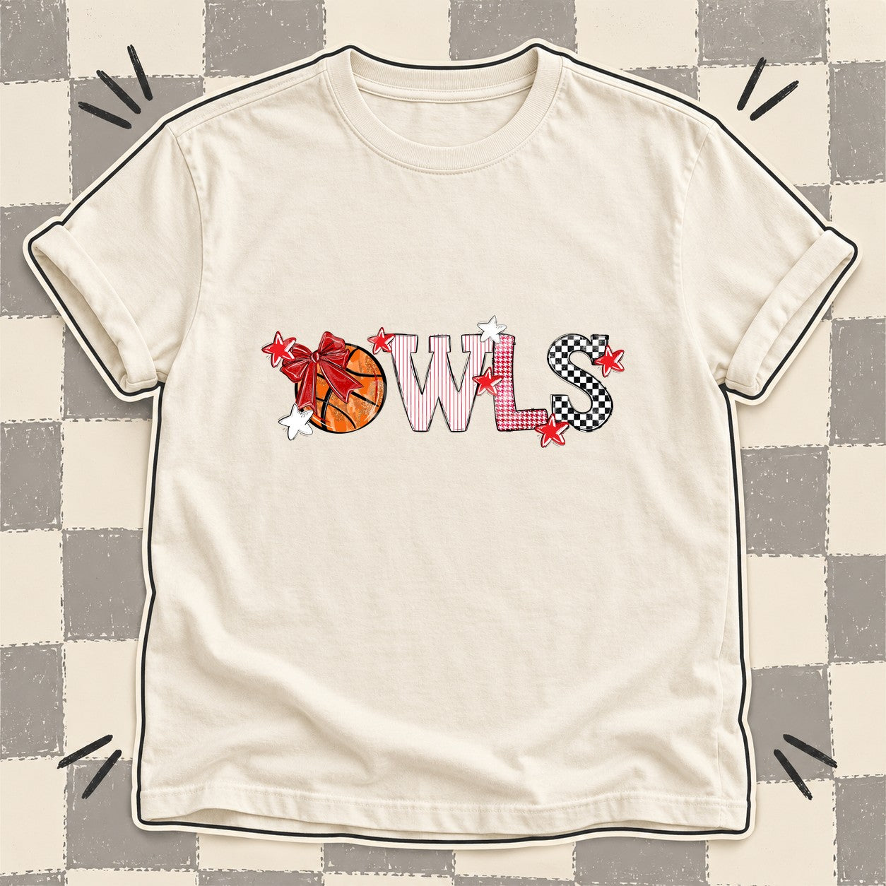 Mixed Doodle Basketball Mascots – Mascot Colors Owls Red White design