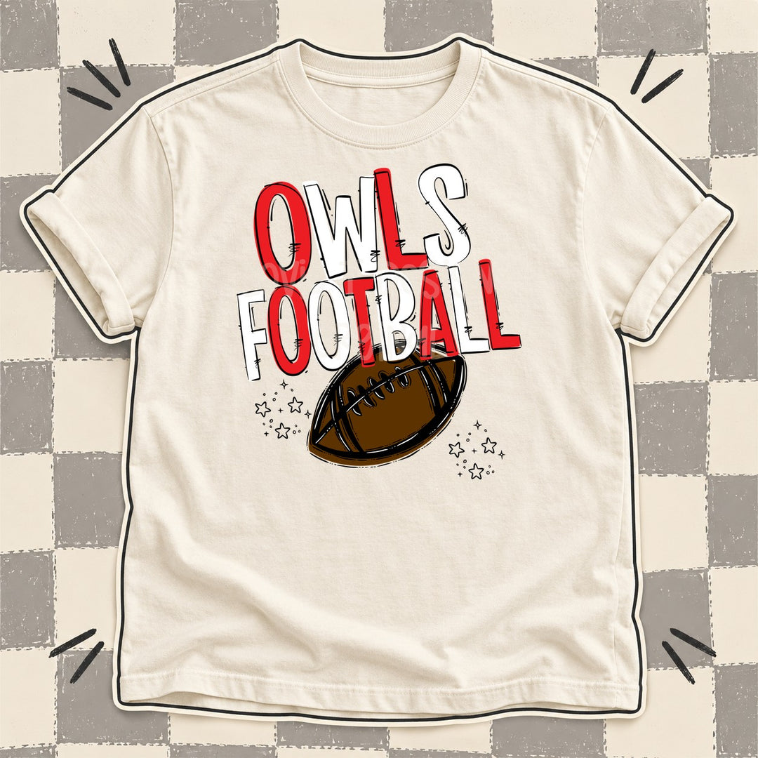 Owls Red White Team Go Football Mascots DTF transfer mockup
