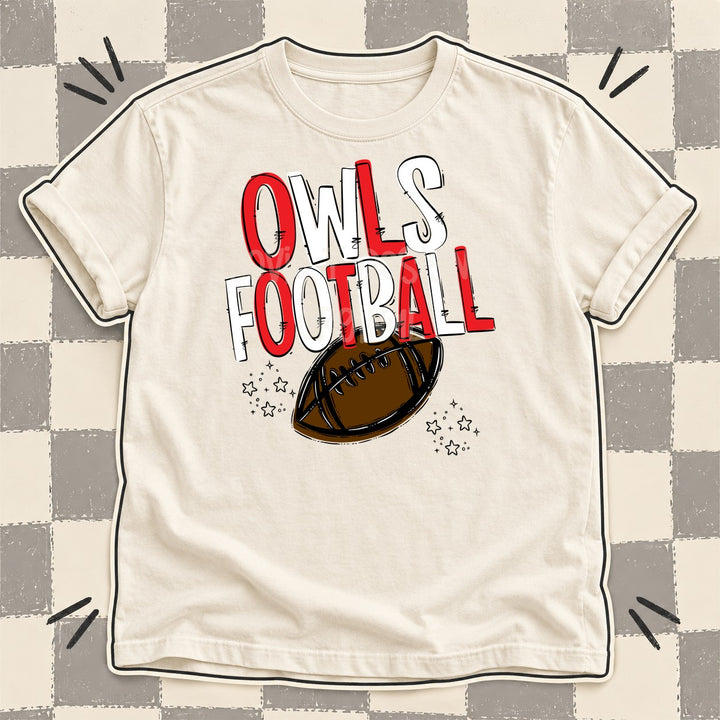 Owls Red White Team Go Football Mascots DTF transfer mockup