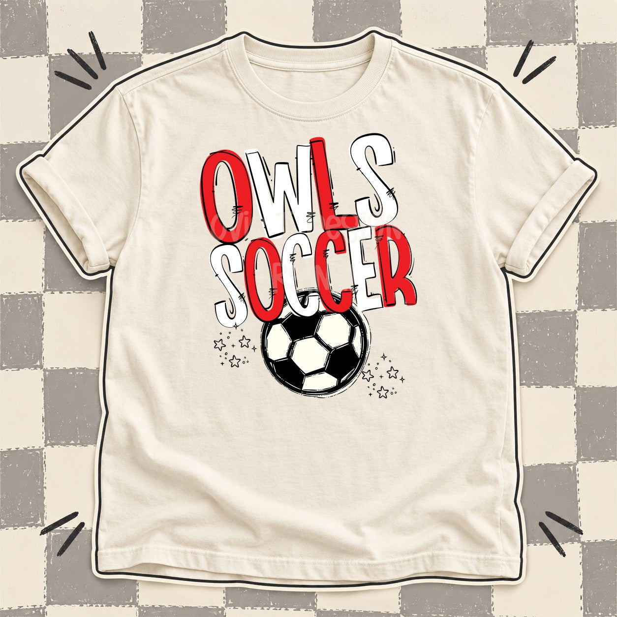 Team Go Soccer Mascots Owls Red White design