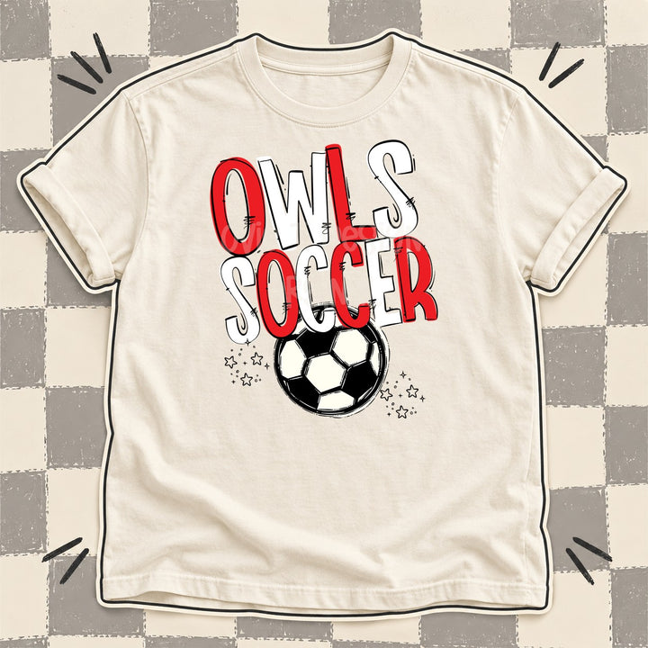 Owls Red White Team Go Soccer Mascots DTF transfer mockup