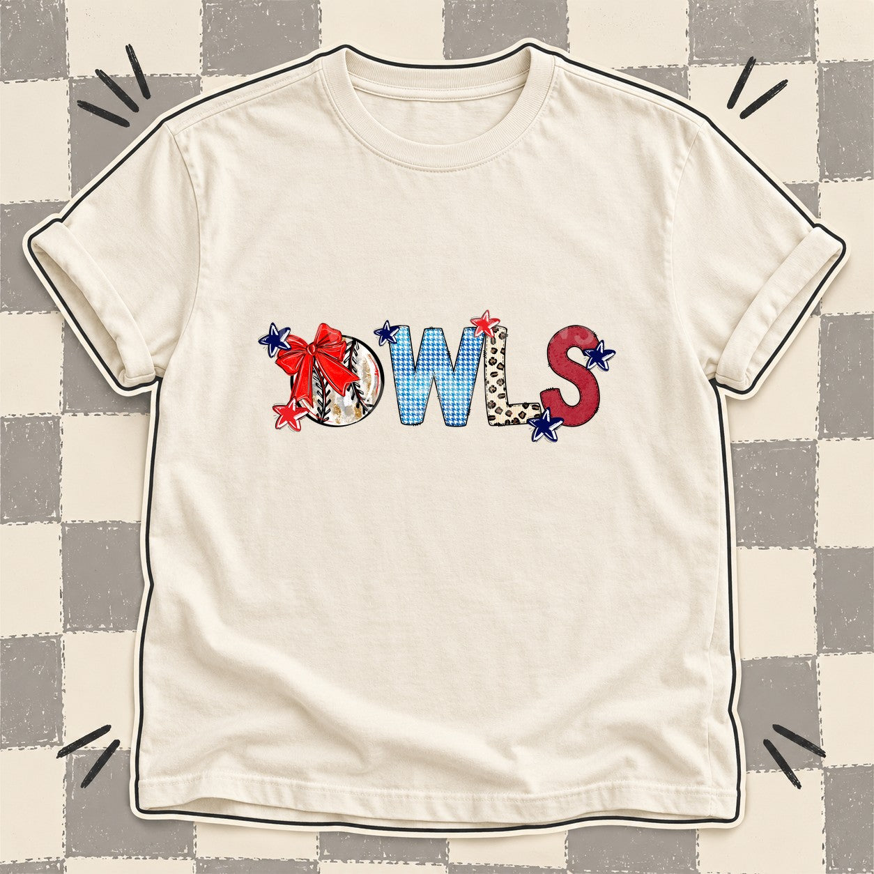 Mixed Doodle Baseball Mascots – Leopard Red Navy Owls design