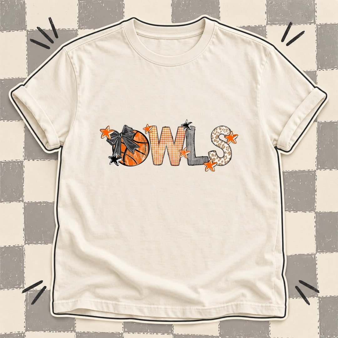 Owls Mixed Doodle Basketball Mascots – Hoops Houndstooth DTF transfer mockup