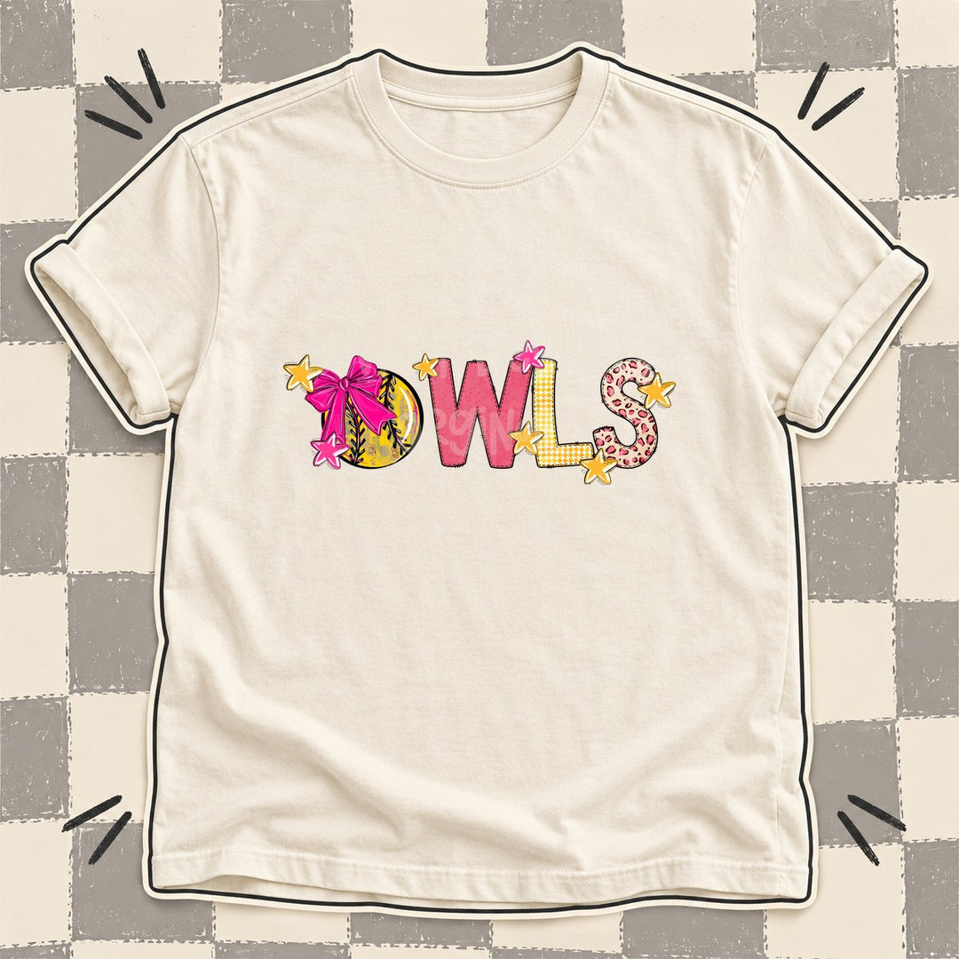 Owls Mixed Doodle Softball Mascots – Stitched Softball DTF transfer mockup