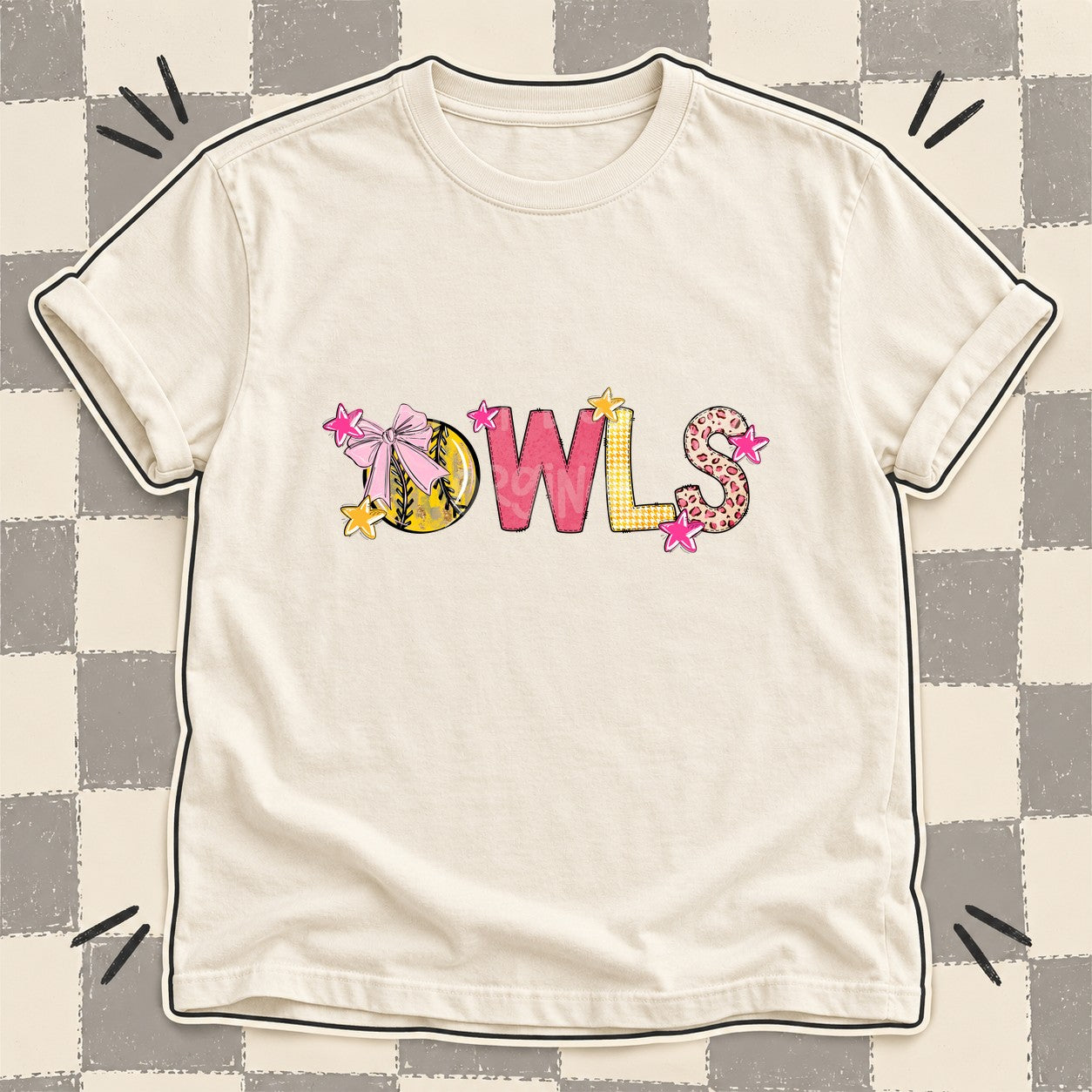 Mixed Doodle Softball Mascots – Sunshine Leopard Owls design