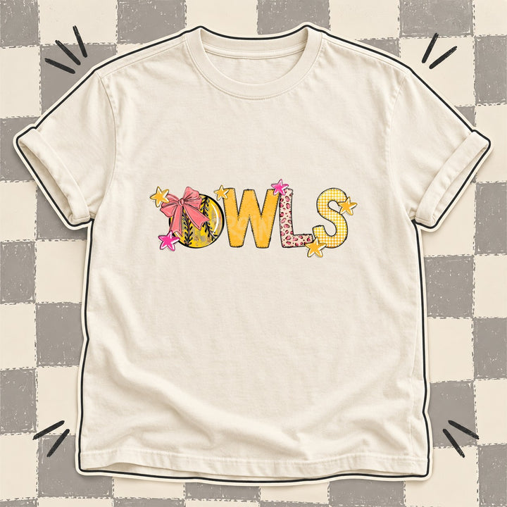 Owls Mixed Doodle Softball Mascots – Softball Brights DTF transfer mockup