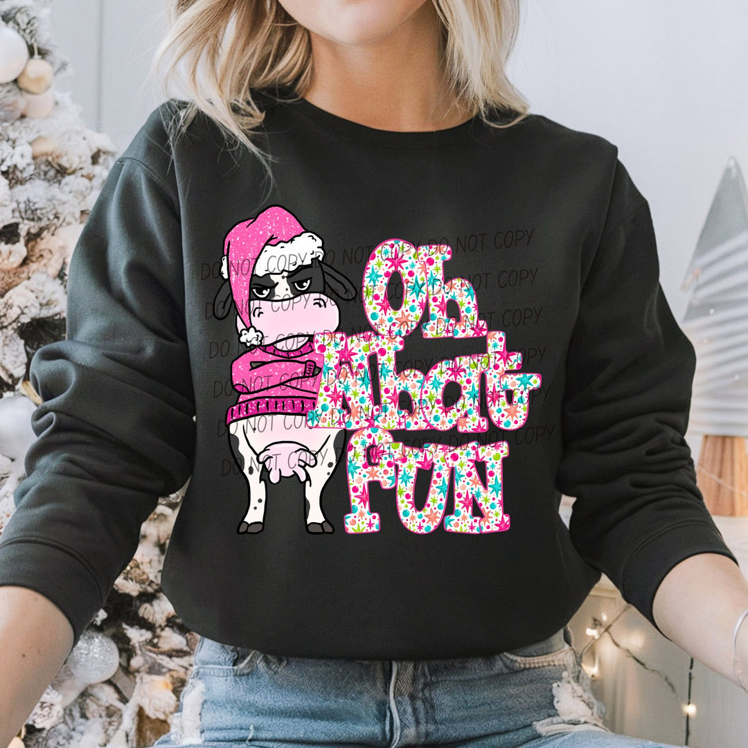 Oh What Fun Grumpy Cow DTF transfer mockup