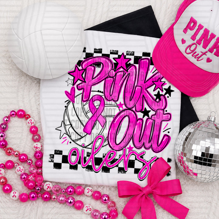 Oilers Pink Out Volleyball mascot DTF transfer