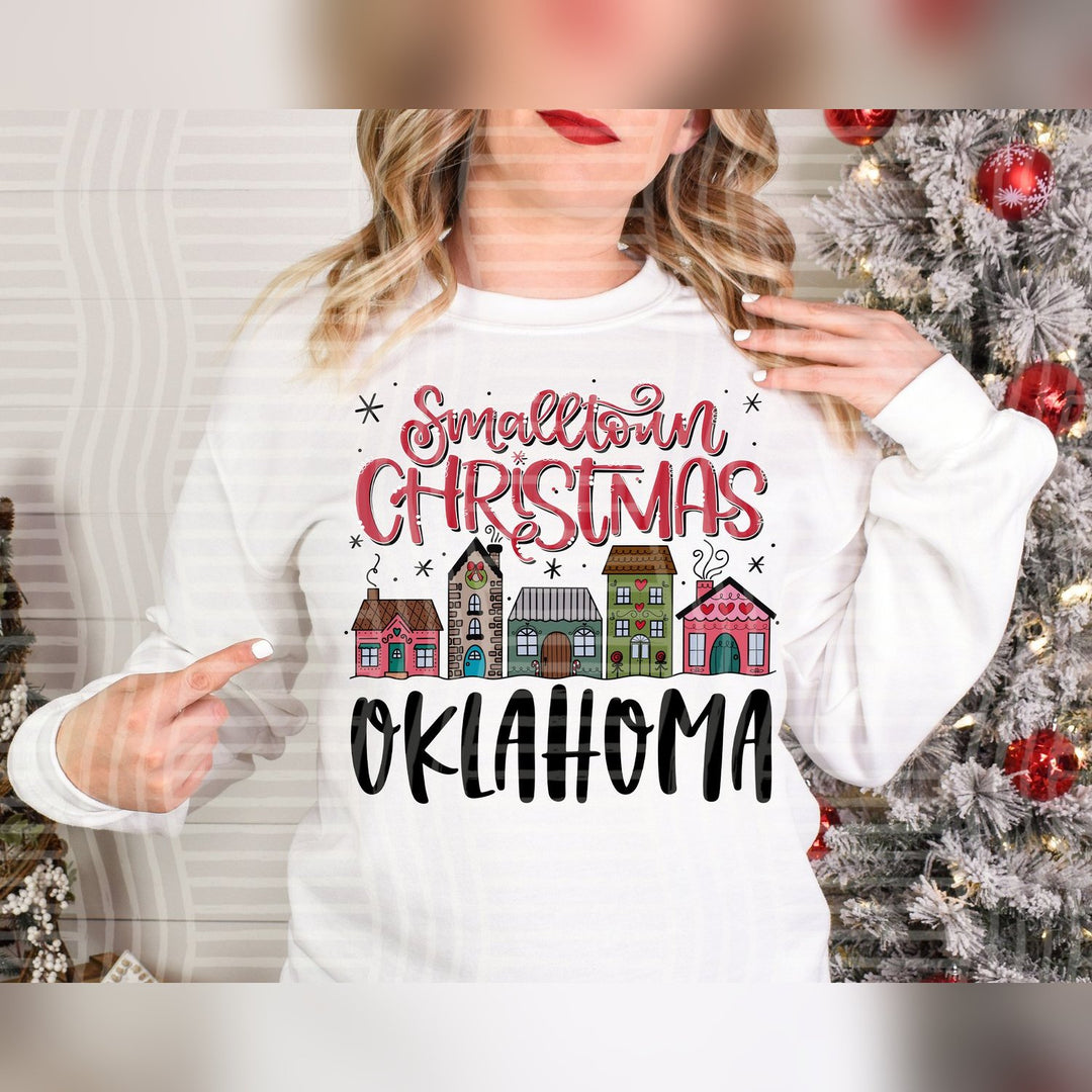 Oklahoma Smalltown Christmas States DTF transfer