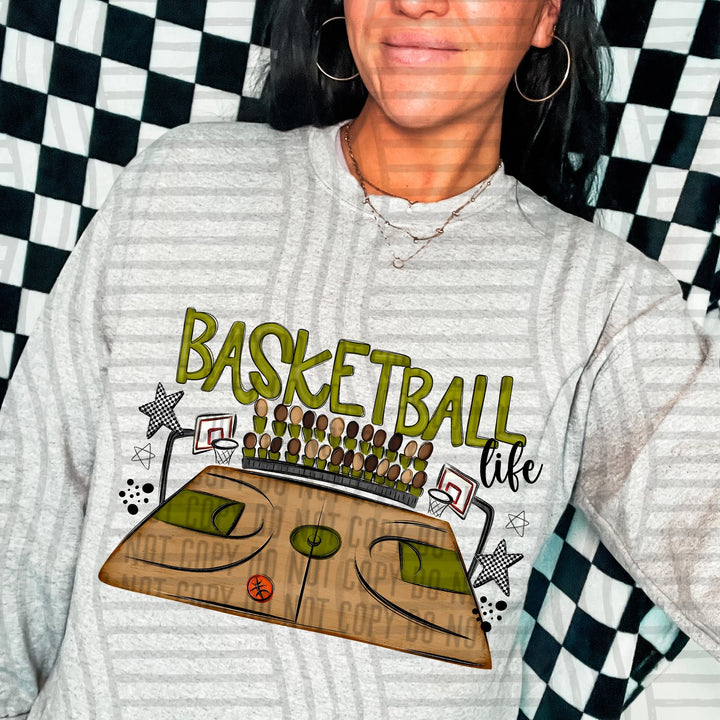 Olive Basketball Life DTF transfer