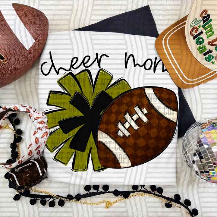 Cheer Mom DTF transfer in Olive & Black