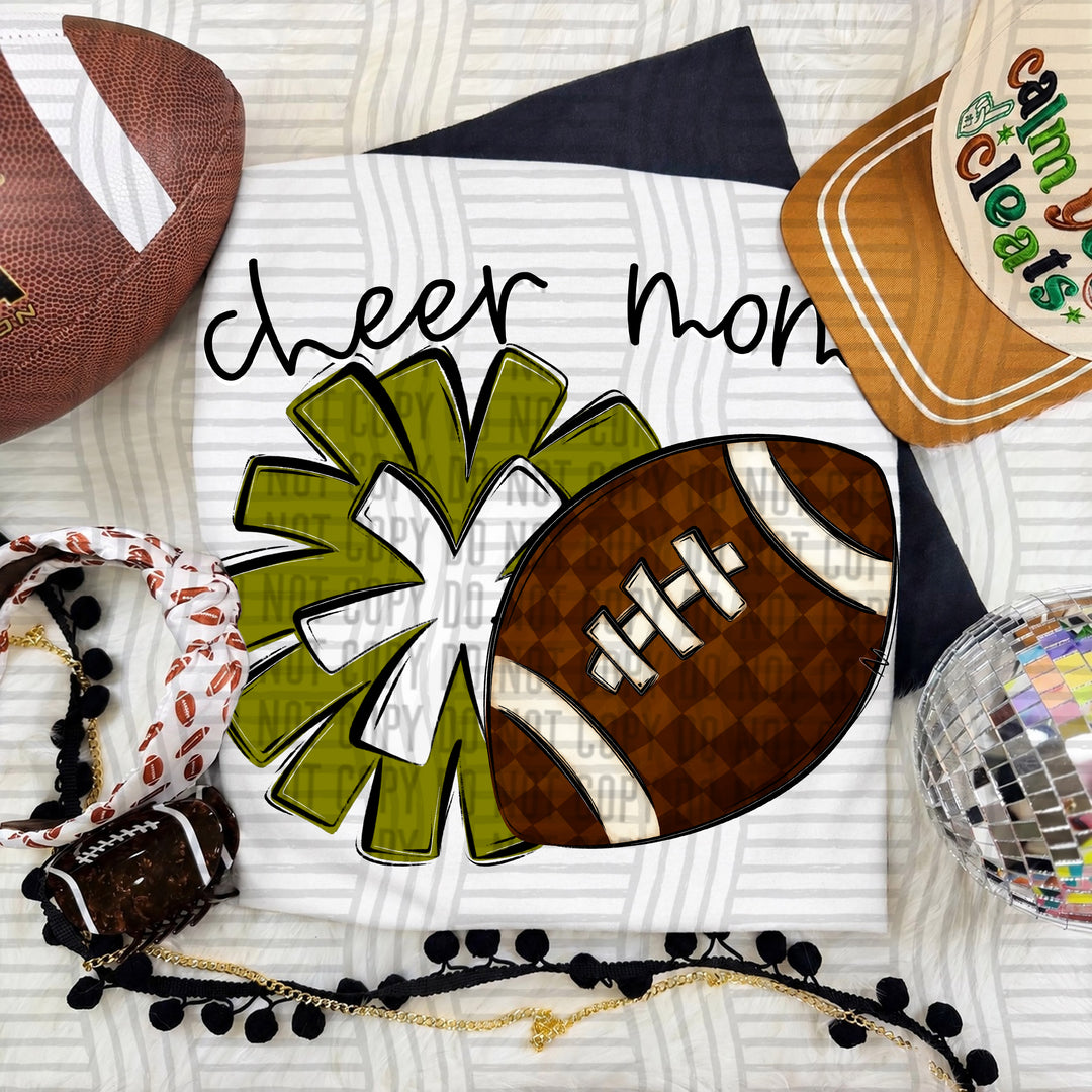 Cheer Mom DTF transfer in Olive & White
