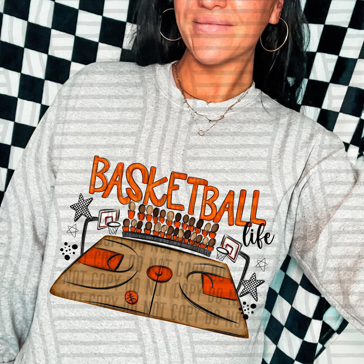 Orange Basketball Life DTF transfer