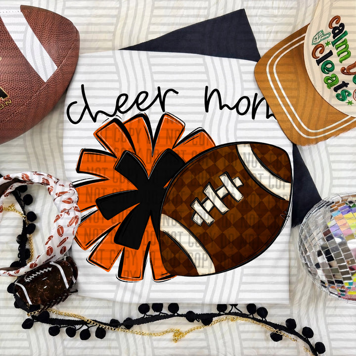 Cheer Mom DTF transfer in Orange & Black