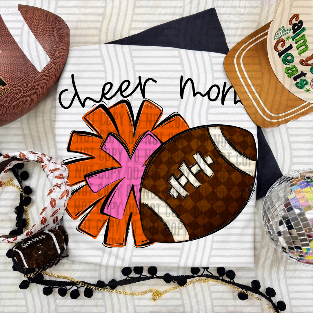 Cheer Mom DTF transfer in Orange & Pink