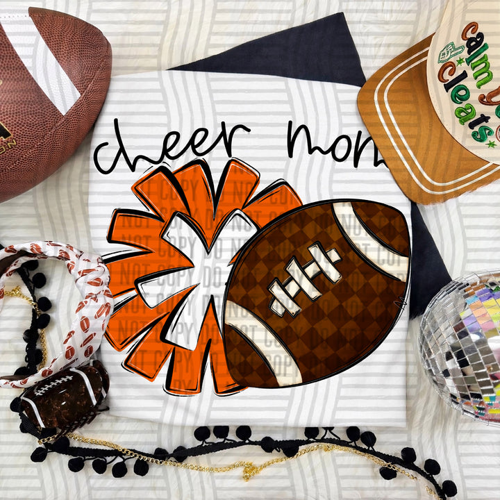 Cheer Mom DTF transfer in Orange & White