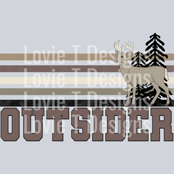 Outsider Retro Stripe Deer – DTF Transfer