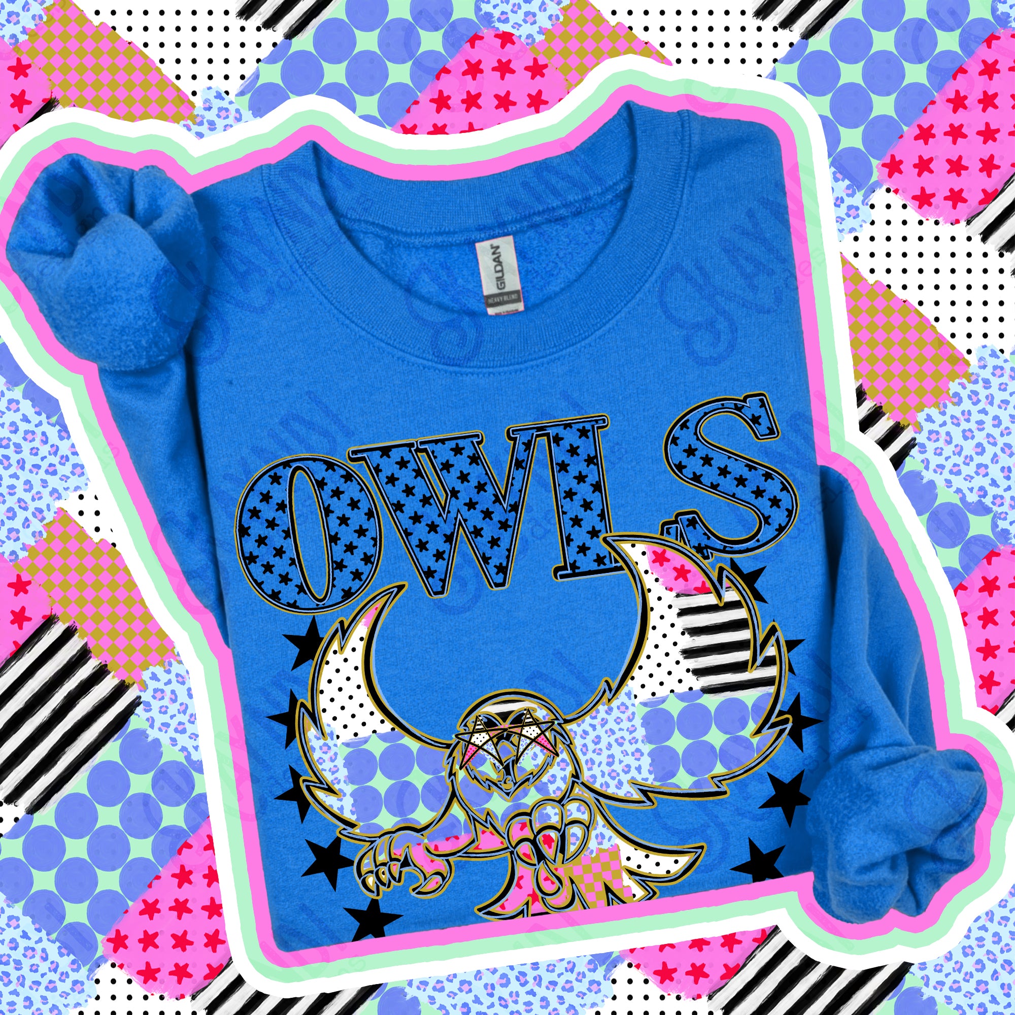 Patchwork Varsity Stars Mascots Owls 2 design
