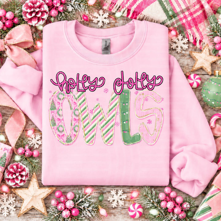 Owls Holly Jolly Mistletoe Magic Mascots DTF transfer