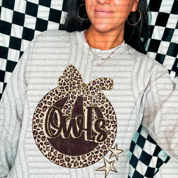 Owls Leopard Round mascot DTF transfer