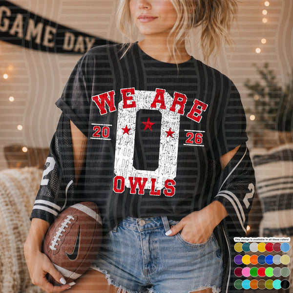 Varsity Initials White Outline Mascots Owls design
