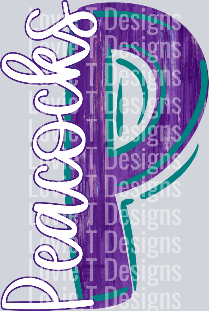 P PEACOCKS PURPLE AND TEAL