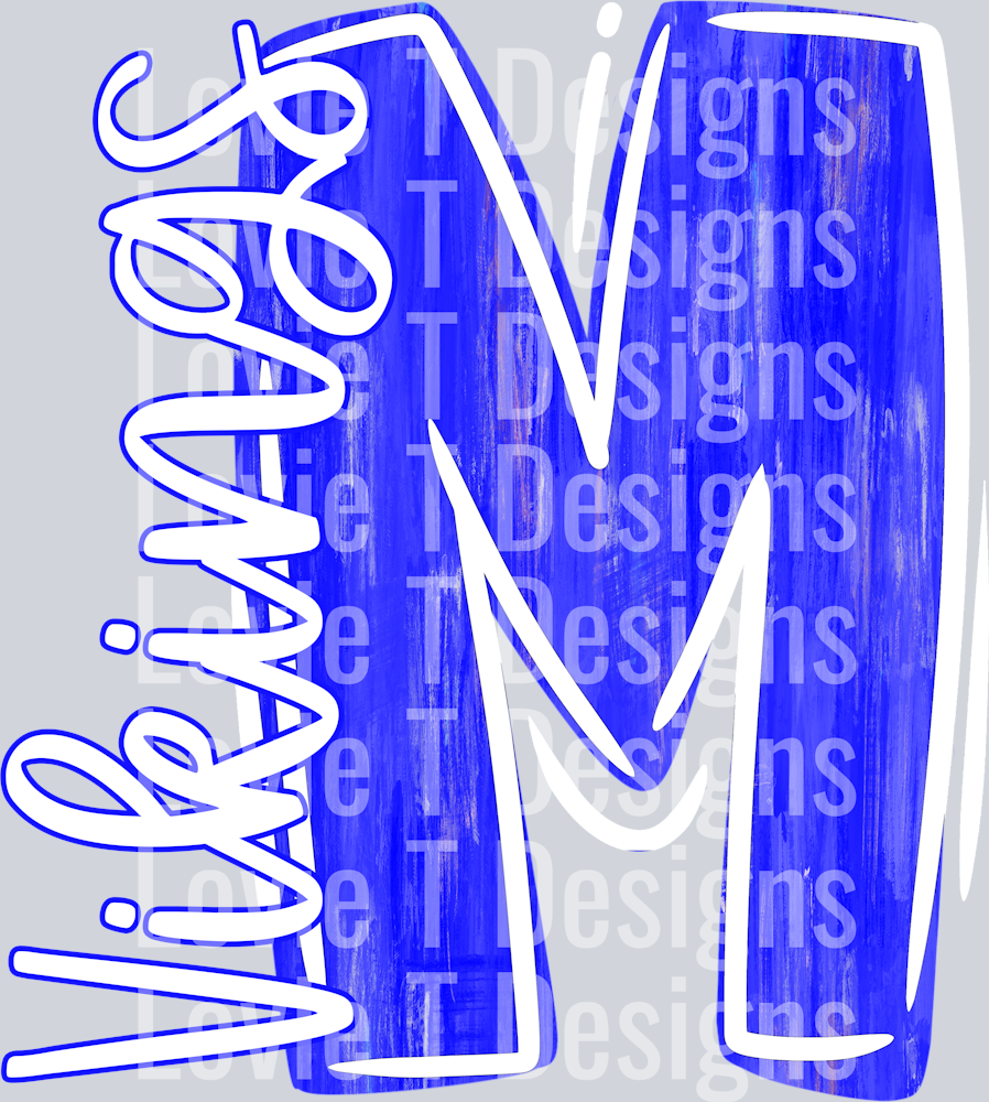 PAINTED LETTER WHITE AND BLUE M VIKINGS