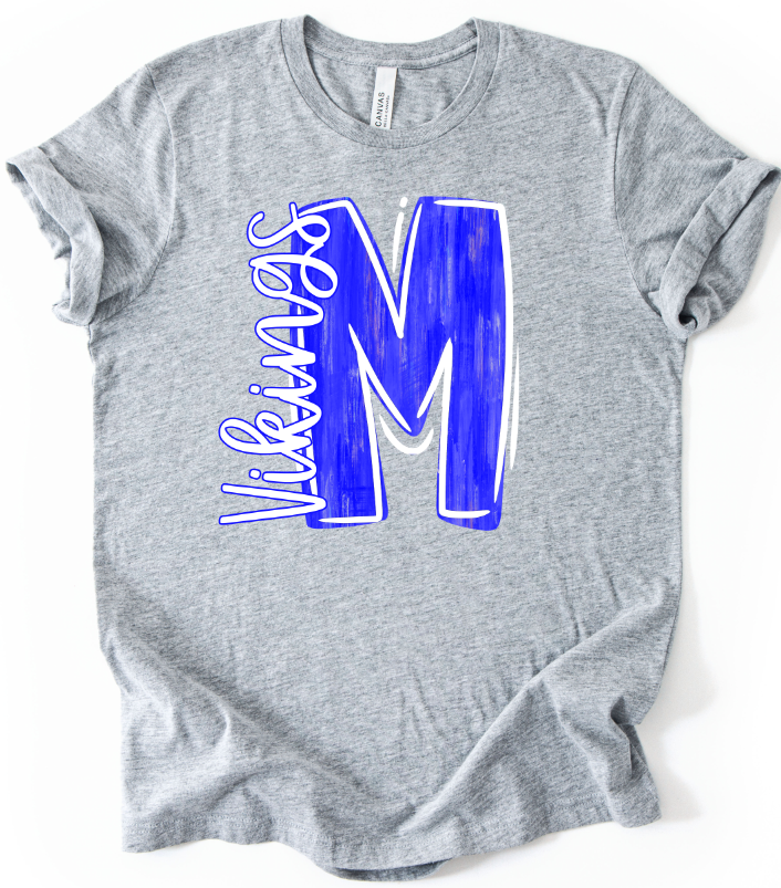 PAINTED LETTER WHITE AND BLUE M VIKINGS
