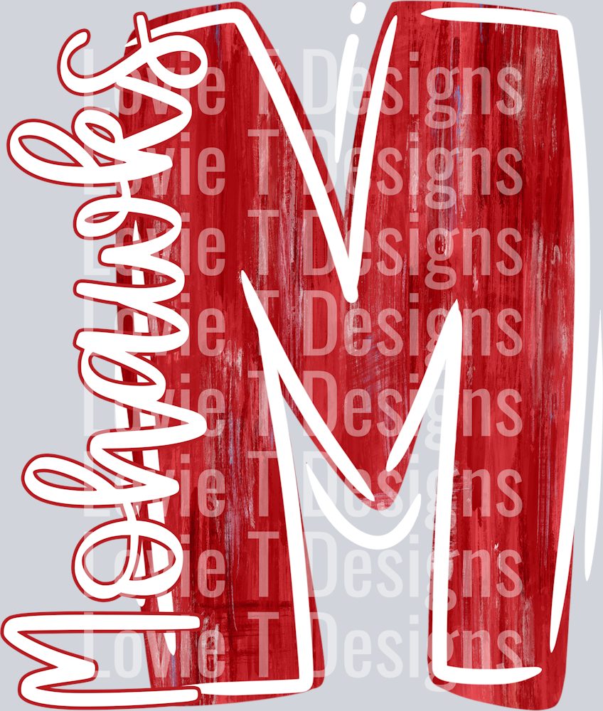 PAINTED LETTER WHITE AND RED M MOHAWKS