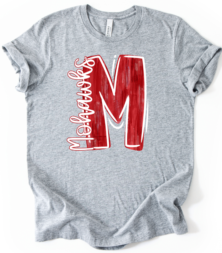 PAINTED LETTER WHITE AND RED M MOHAWKS