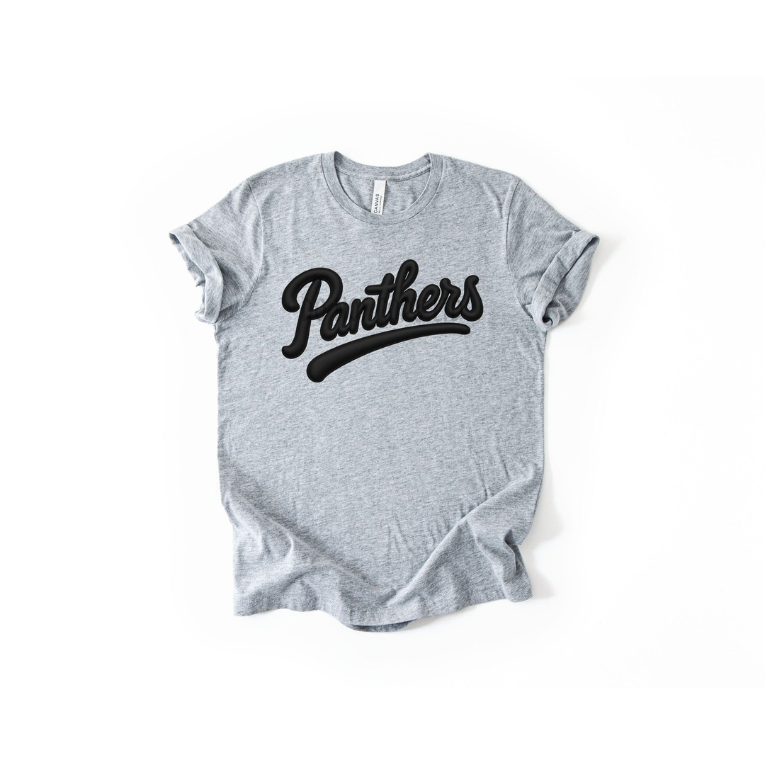 Panthers Faux Puff Black – DTF Transfer