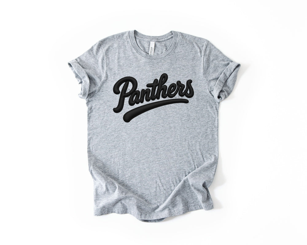 Panthers Faux Puff Black DTF transfer design – image 1